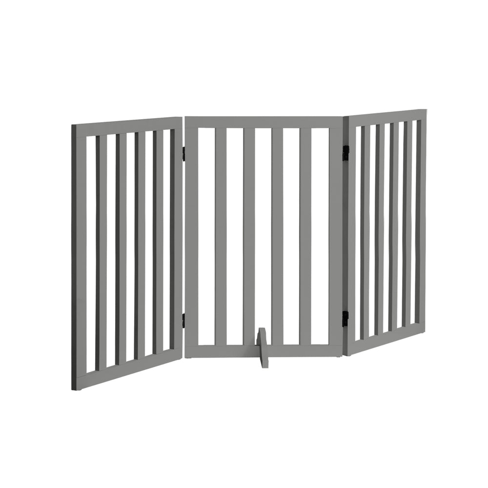 Alopet Wooden Pet Gate Dog Fence 3 Panels 80cm Grey