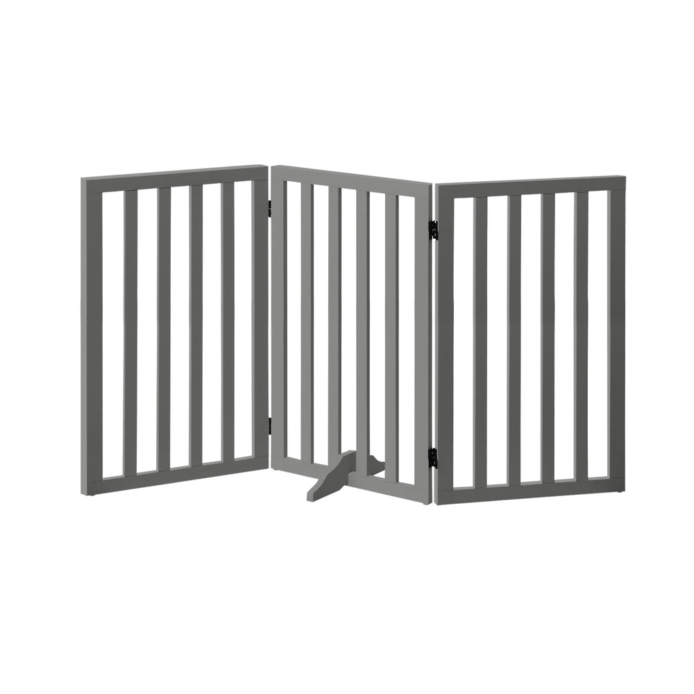 Alopet Wooden Pet Gate Dog Fence 3 Panels 80cm Grey