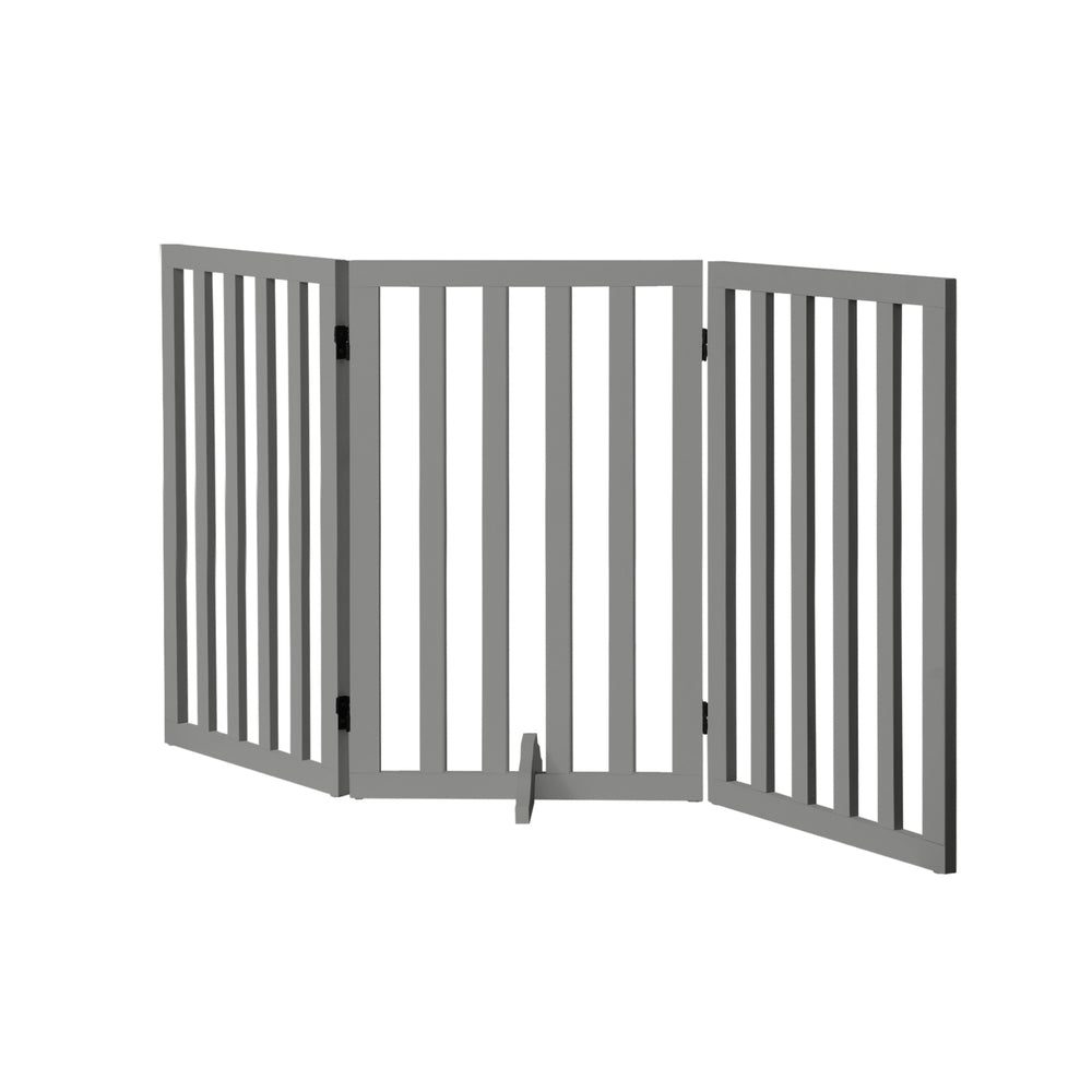 Alopet Wooden Pet Gate Dog Fence 3 Panels 80cm Grey