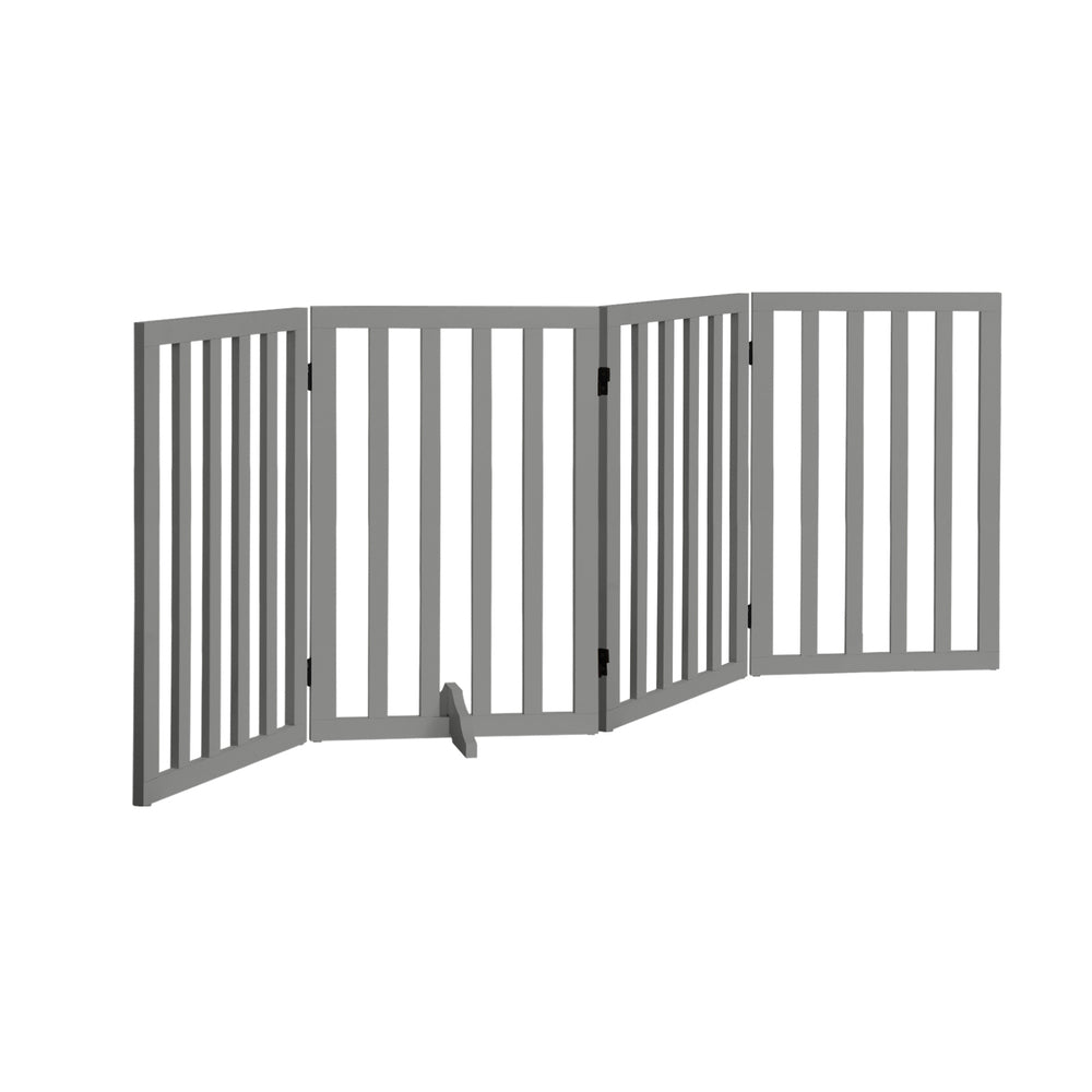 Alopet Wooden Pet Gate Dog Fence 4 Panels 80cm Grey