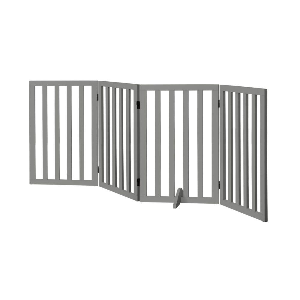 Alopet Wooden Pet Gate Dog Fence 4 Panels 80cm Grey