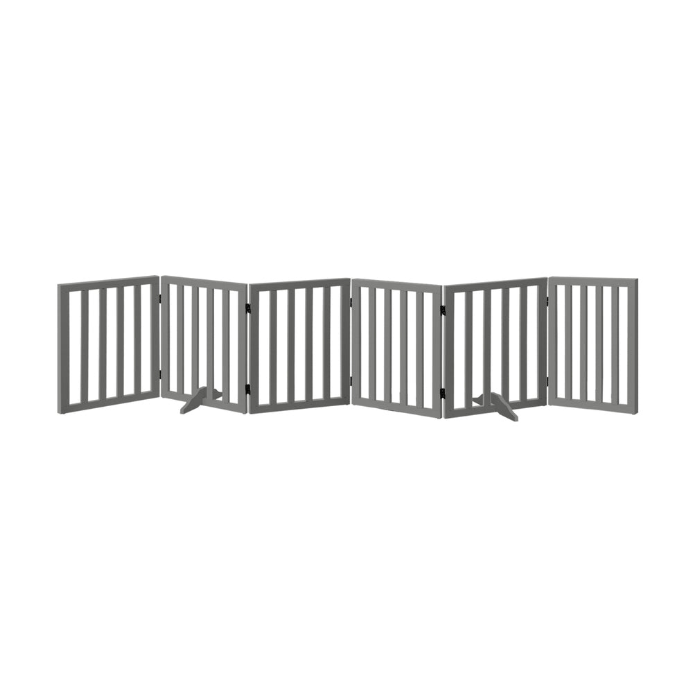 Alopet Wooden Pet Gate Safety Stair Barrier 6-Panel Grey