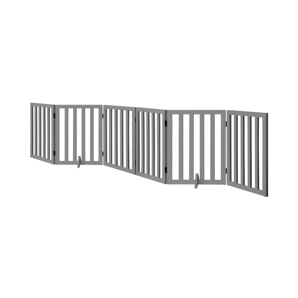 Alopet Wooden Pet Gate Safety Stair Barrier 6-Panel Grey