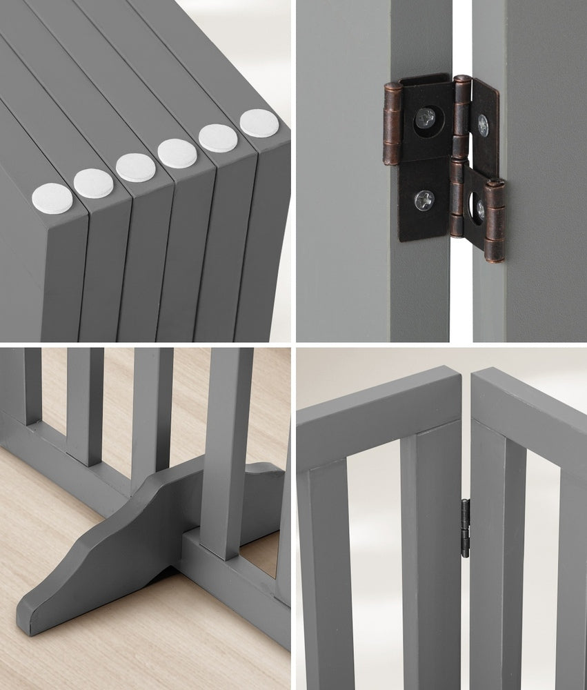 Alopet Wooden Pet Gate Safety Stair Barrier 6-Panel Grey