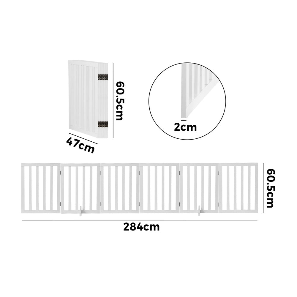 Alopet Wooden Pet Gate Dog Fence 6 Panels
