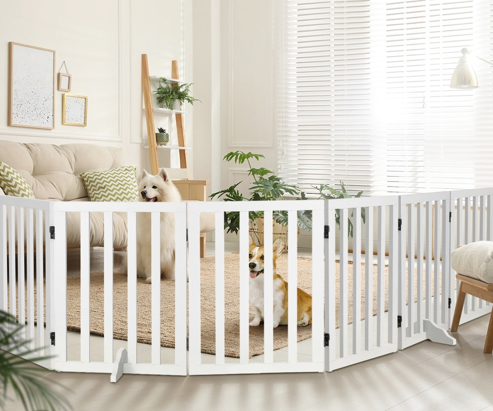 Alopet Wooden Pet Gate Dog Fence 6 Panels
