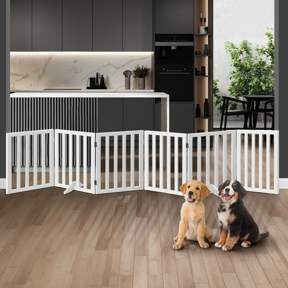 Alopet Wooden Pet Gate Dog Fence 6 Panels