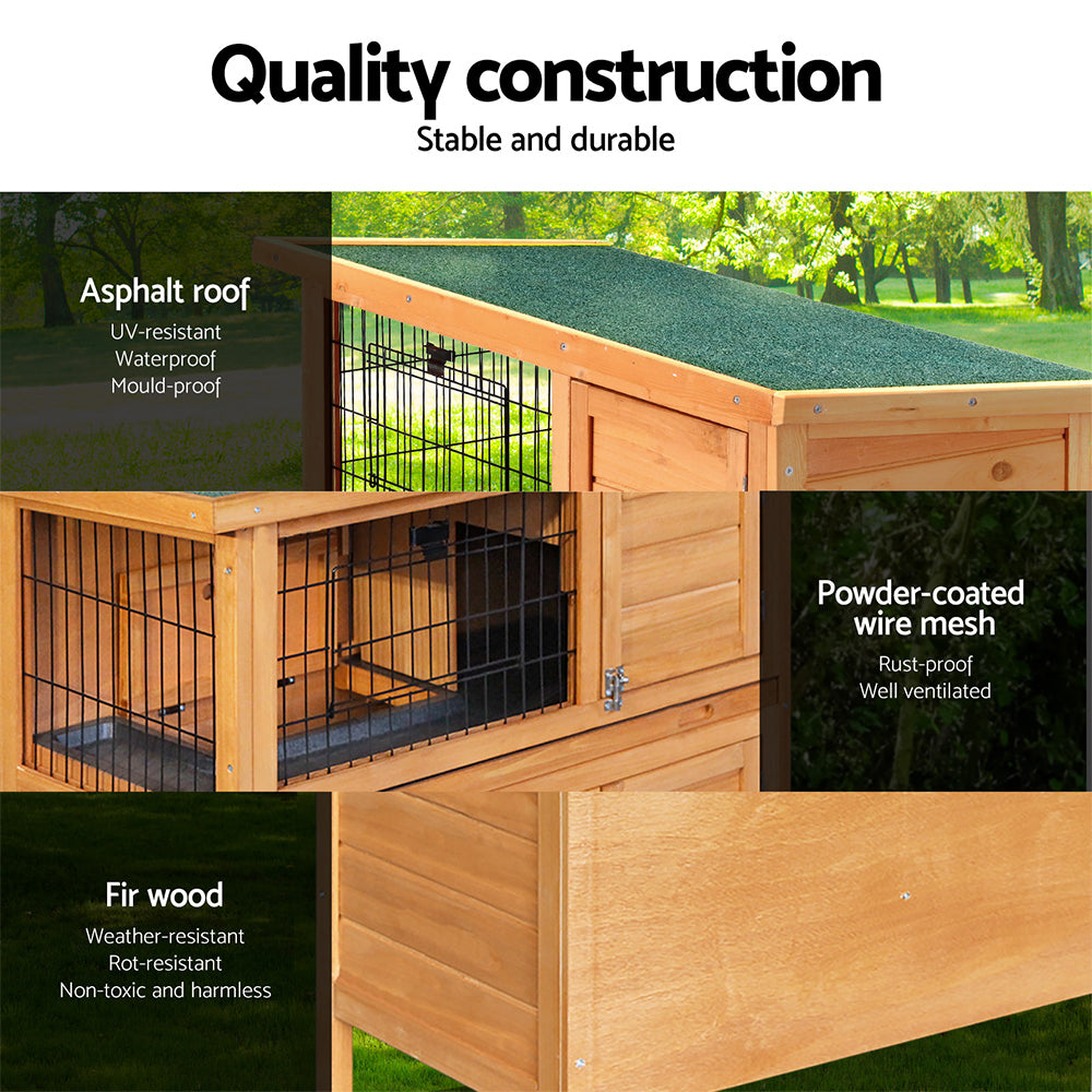 i.Pet Rabbit Hutch Chicken Coop 91.5cm x 46cm x 116.5cm Chicken Coop Large House Cage Run Wooden Out