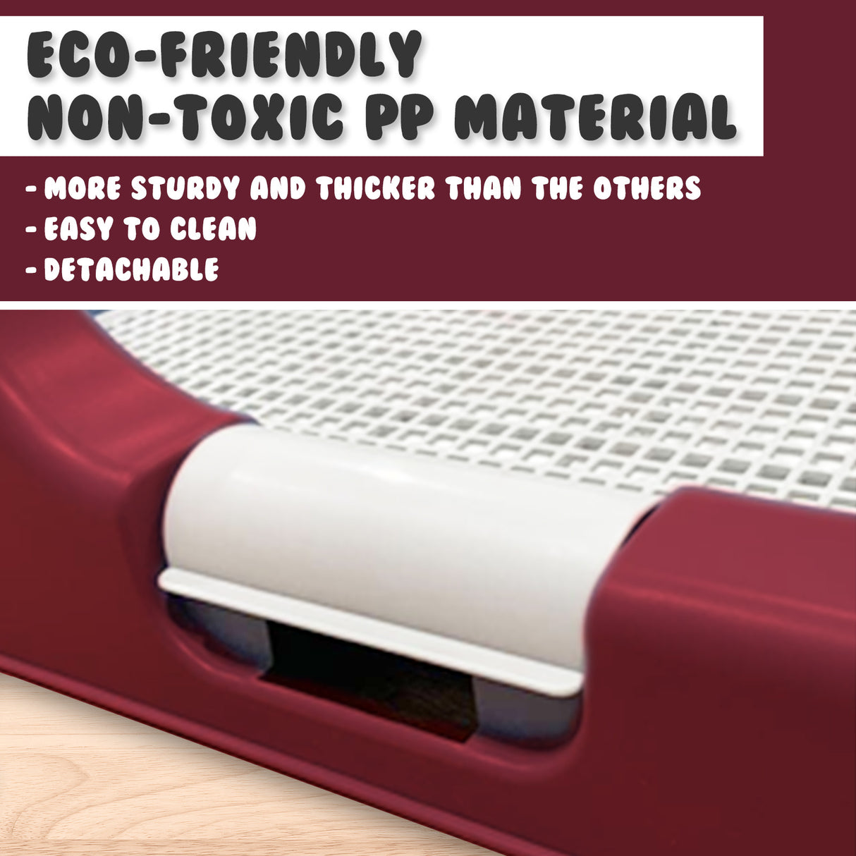 Pet Potty Tray Raised Walls T1 - RED WINE