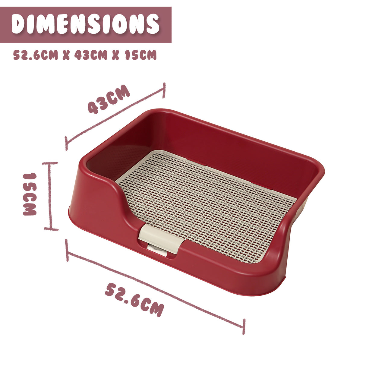 Pet Potty Tray Raised Walls T1 - RED WINE
