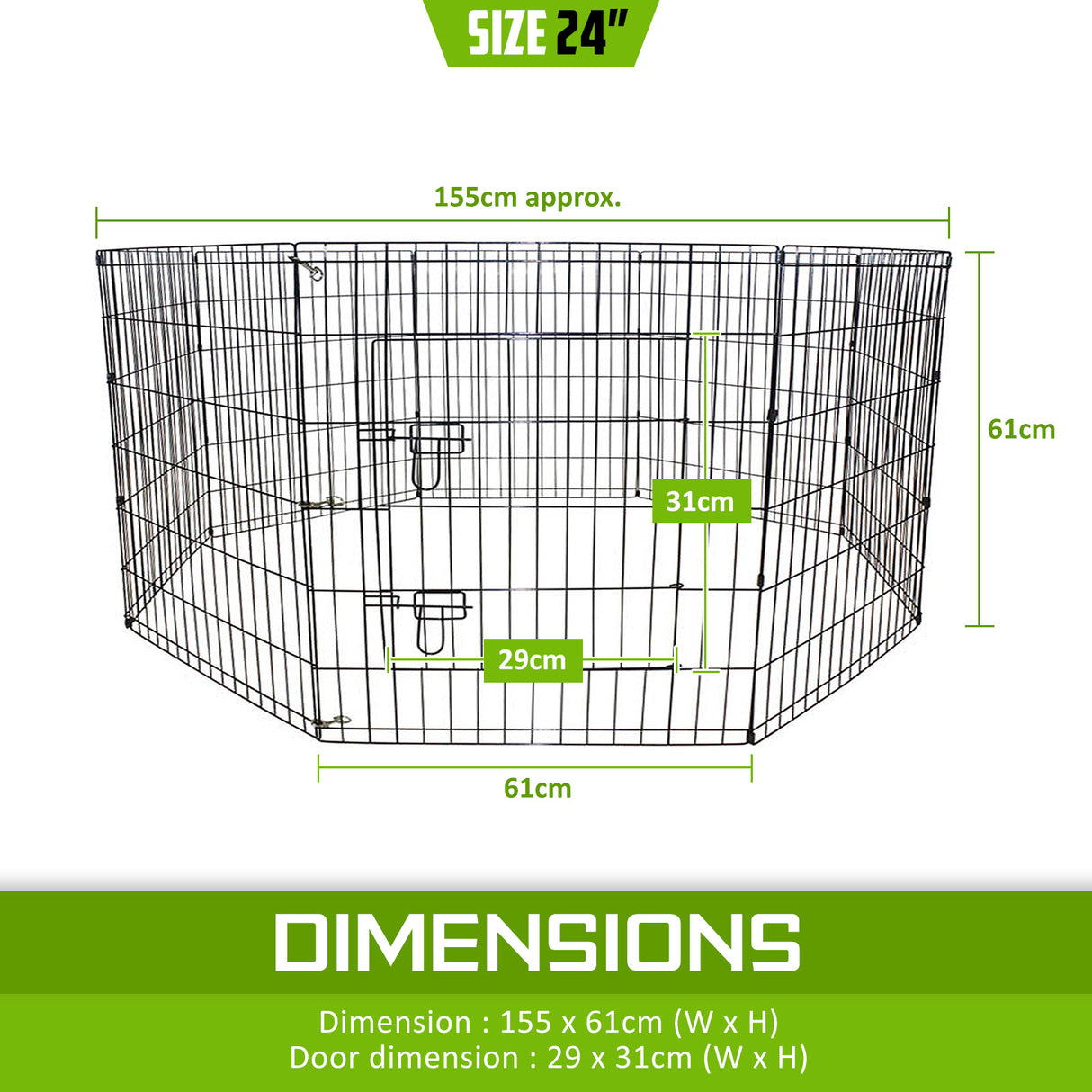 24in 8 Panel Foldable Pet Playpen