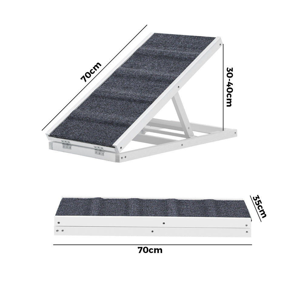 Alopet Dog Pet Ramp Adjustable Height Foldable 70cm White