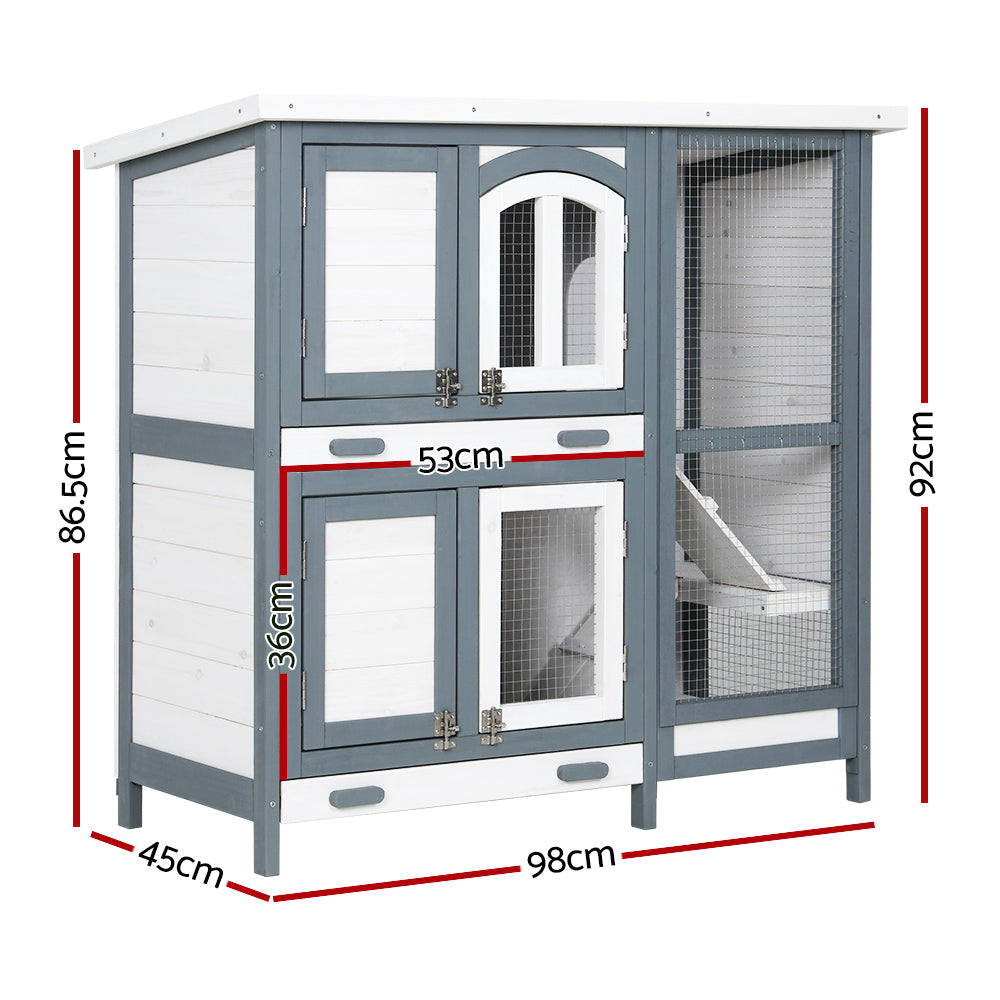 i.Pet Rabbit Hutch Chicken Coop 98cm x 45cm x 92cm Chicken Coop Large Wooden House Run Cage Outdoor