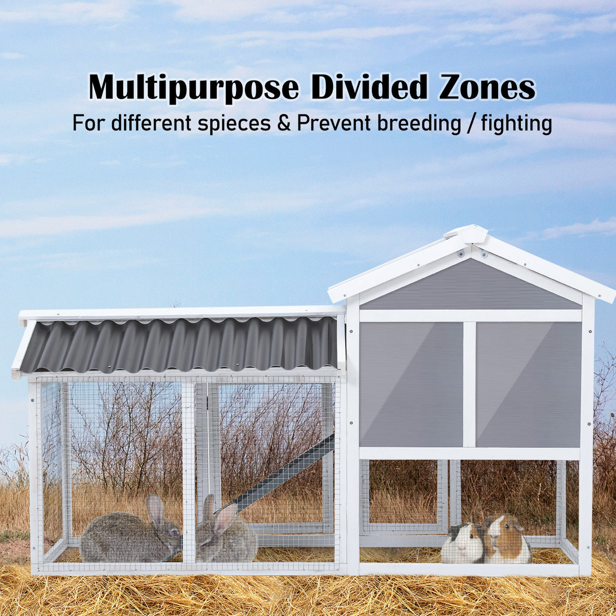 2 Storey Rabbit Hutch with PVC Roof GRACIE