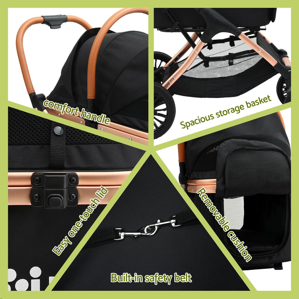 i.Pet Pet Dog Stroller Pram Large Cat Carrier Travel Pushchair Foldable 4 Wheels