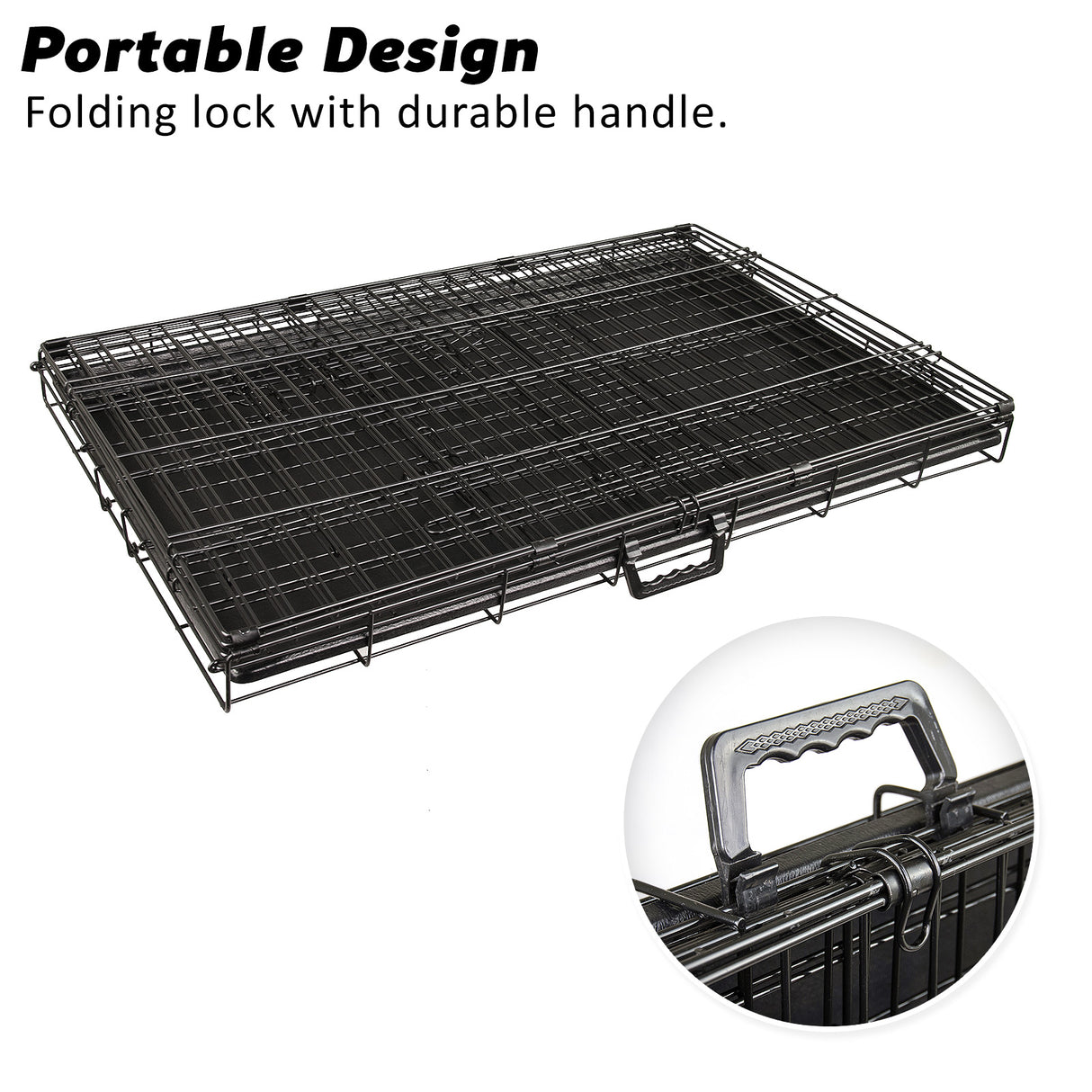 24in Foldable Wire Dog Cage with Tray