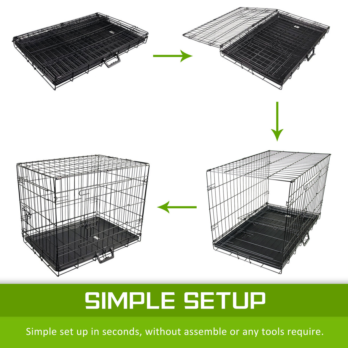 48in Foldable Wire Dog Cage with Tray + BLUE Cover