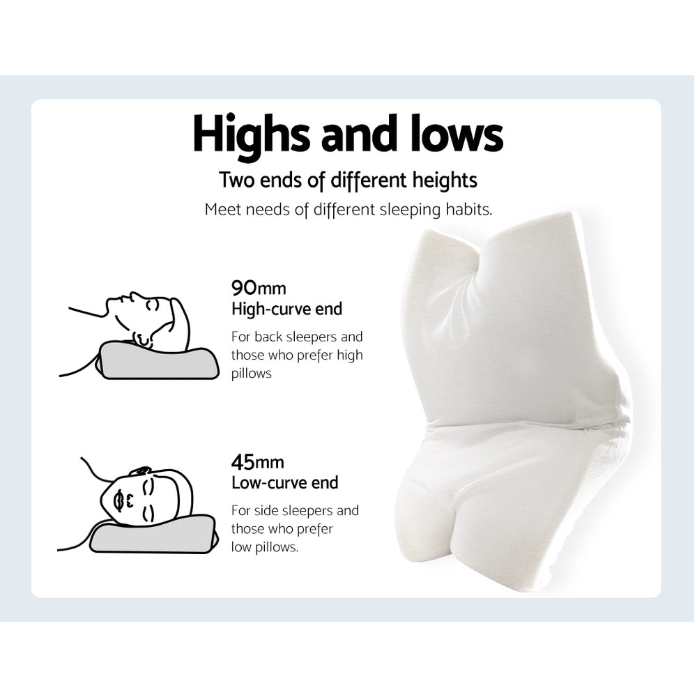 Giselle Memory Foam Pillow Neck Cervical Butterfly Ergonomic Support Grey