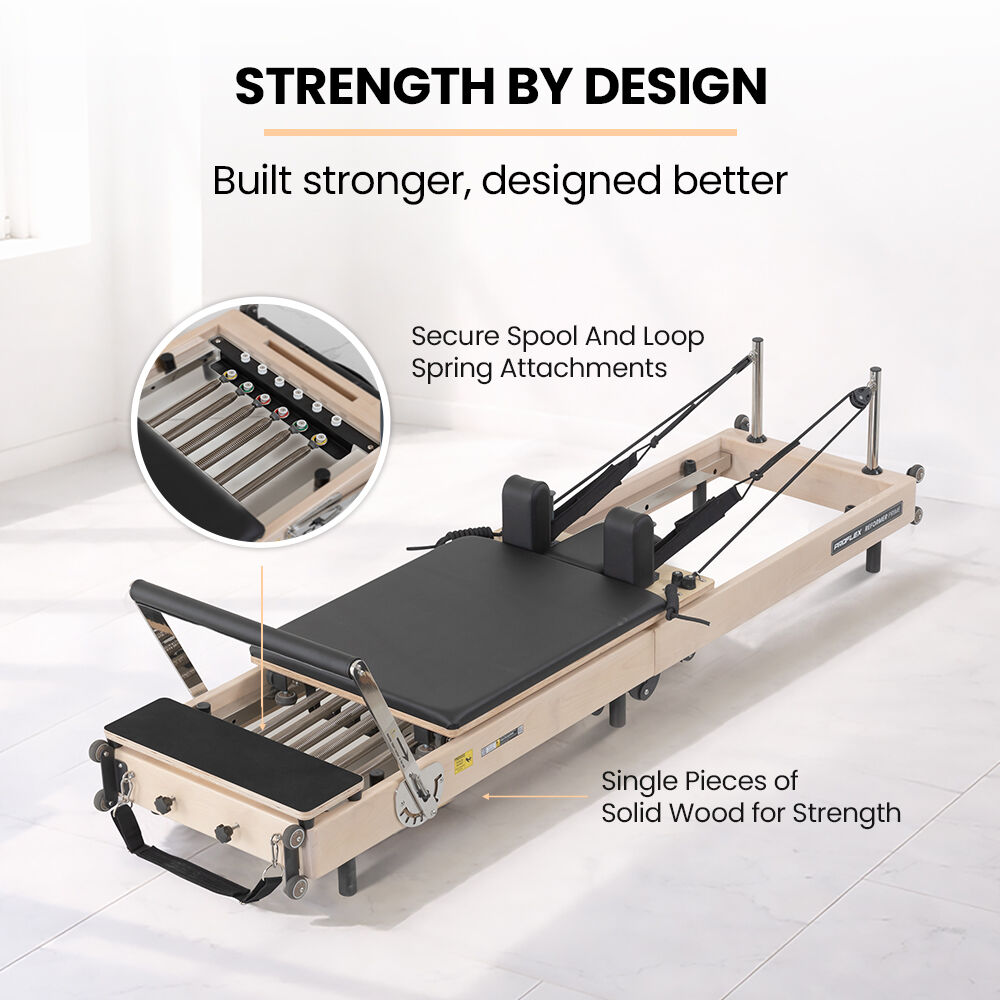 PROFLEX Wooden Pilates Reformer Machine, Stretch Bed with box and jump board accessories