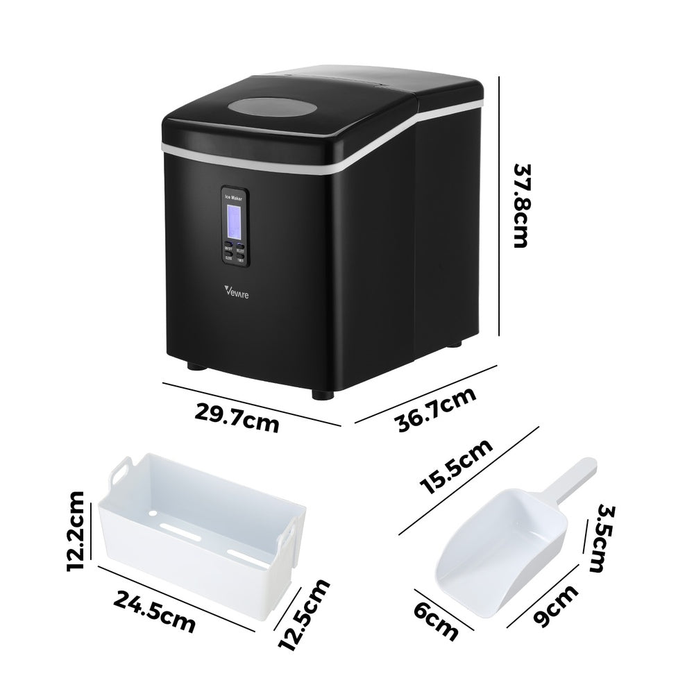 Vevare 3L Portable Ice Maker with Ice Cube Scoop 15kg Black