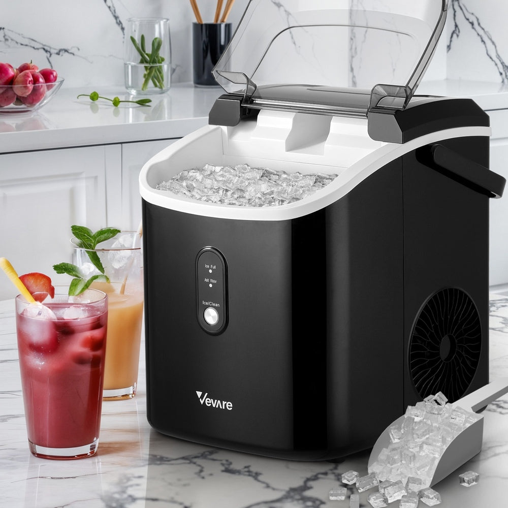 Vevare Nugget Portable Ice Maker with Ice Cube Scoop 15kg Black