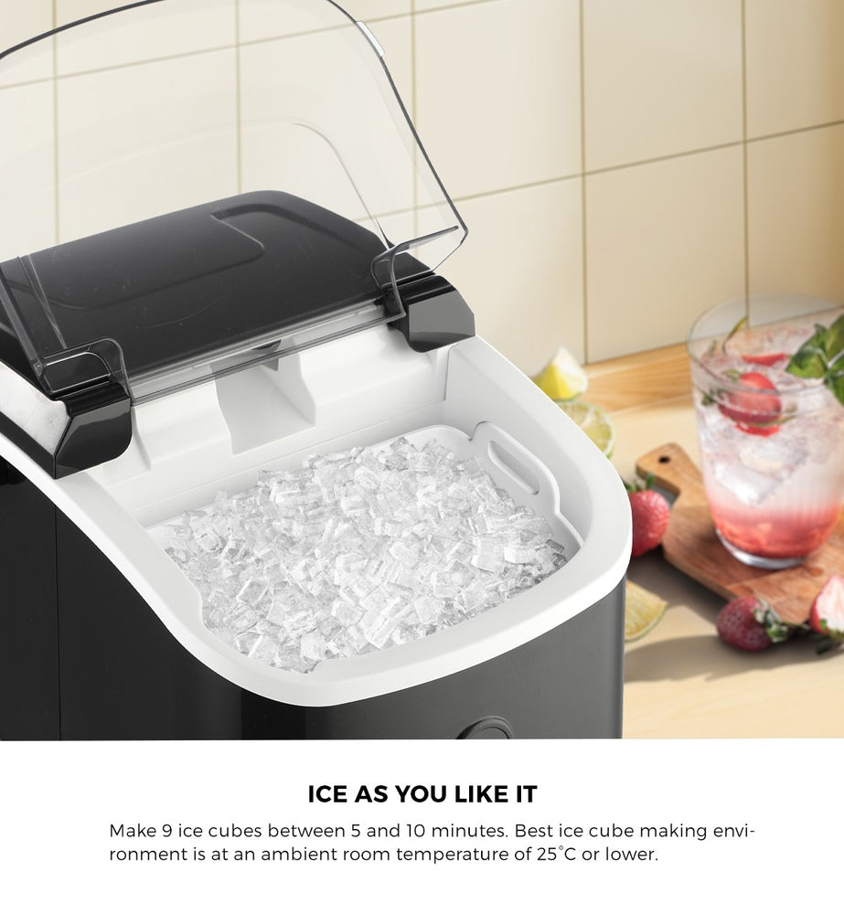 Vevare Nugget Portable Ice Maker with Ice Cube Scoop 15kg Black