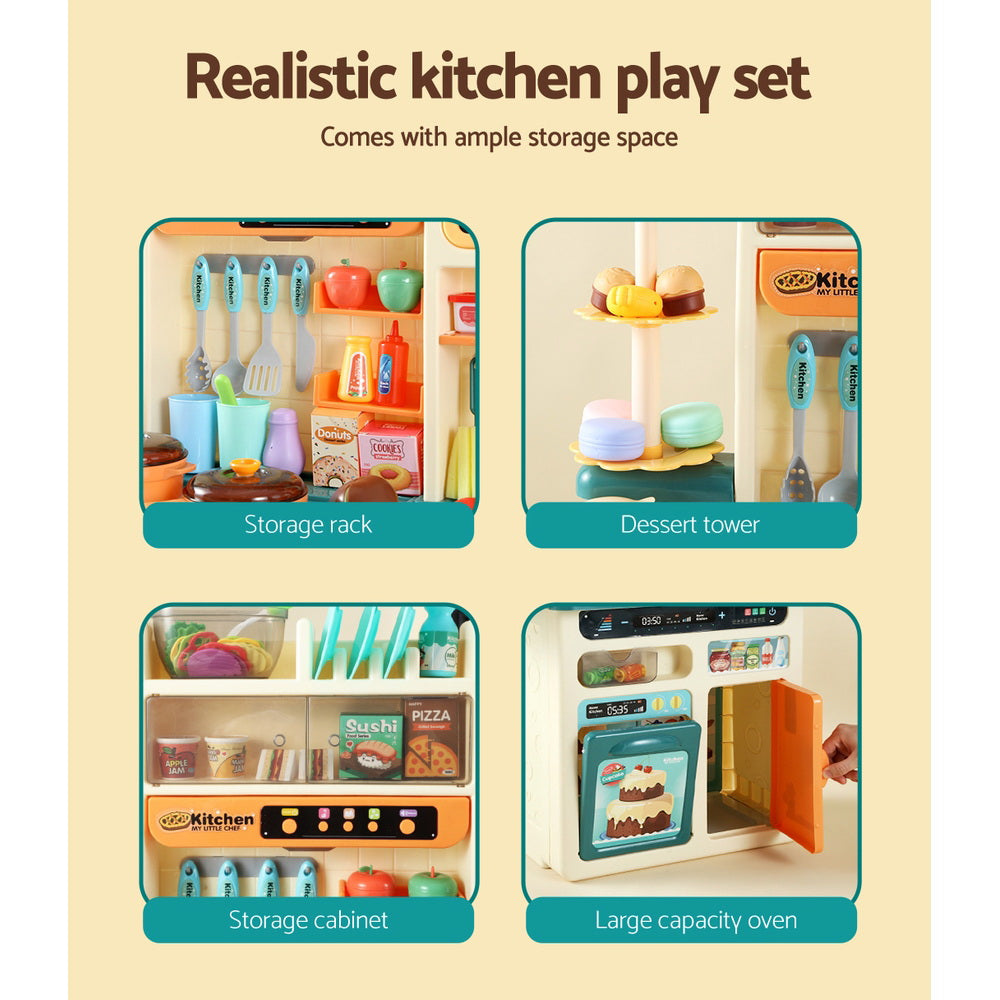 Keezi Interactive Kids Cooking Play Kitchen with Lights, Sounds, and Accessories