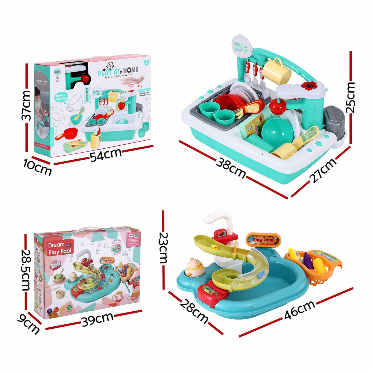 Keezi Kids Pretend Kitchen Sink and Water Playset Fishing Game Toys Play food