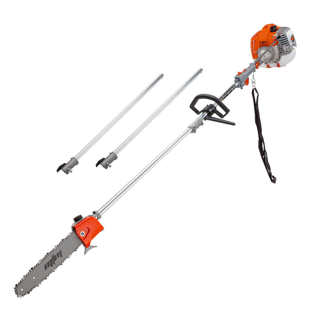 MTM 62cc Long Reach Pole Saw, 2-Stroke Petrol, 12' Tree Trimming Pruning Chainsaw Bar, 2 Extension Shafts