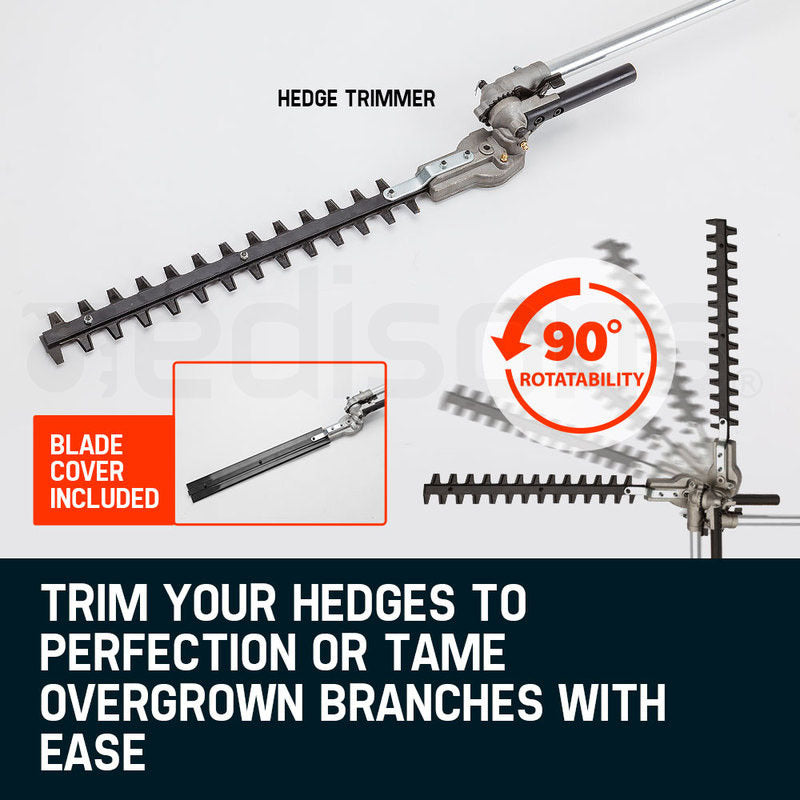 MTM 62cc Long Reach Pole Saw and Hedge Trimmer, 2-Stroke Petrol, 12' Tree Trimming Pruning Chainsaw Bar, 2 Extension Shafts