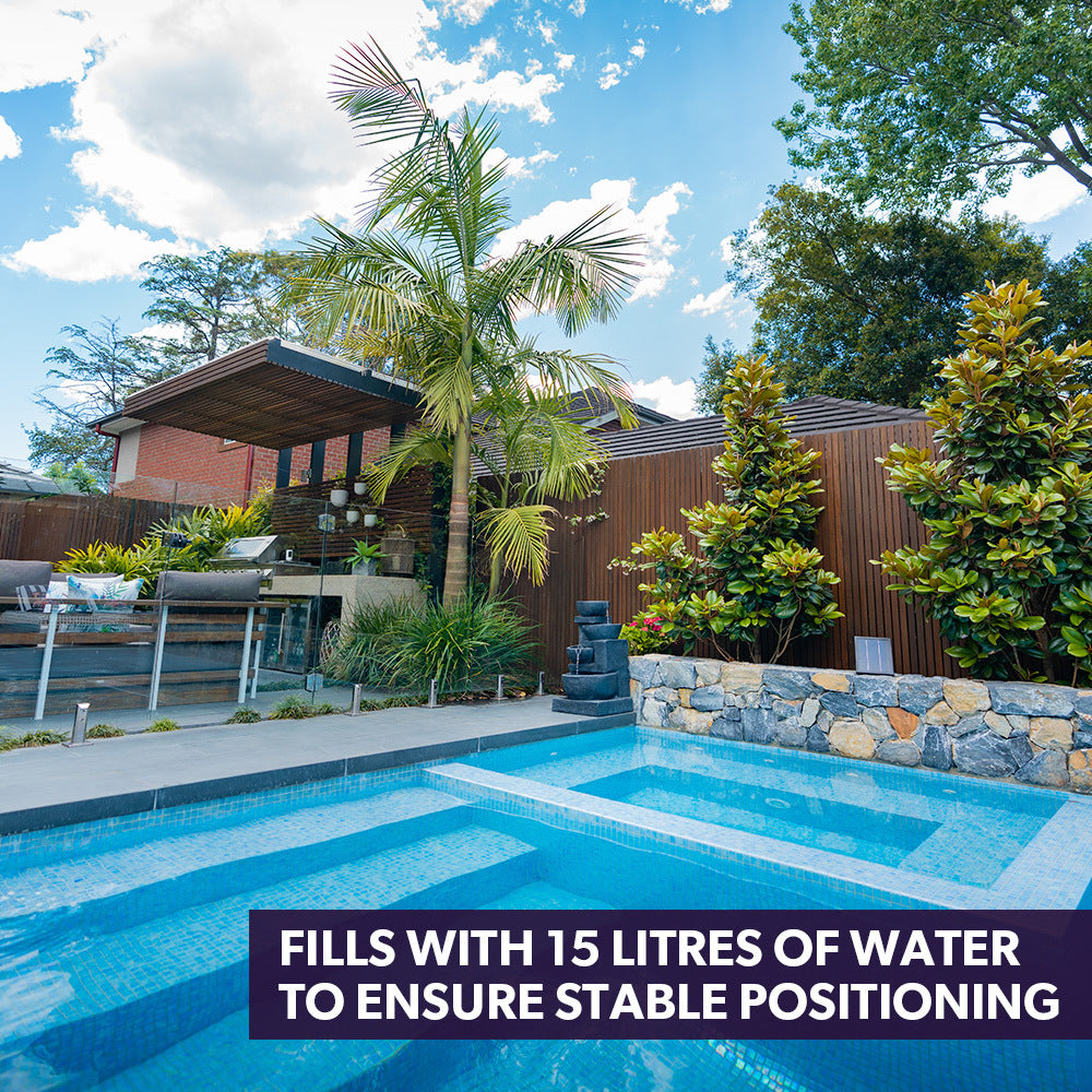 PROTEGE 4 Bowl Solar Powered Water Feature Fountain with LED Lights - Charcoal