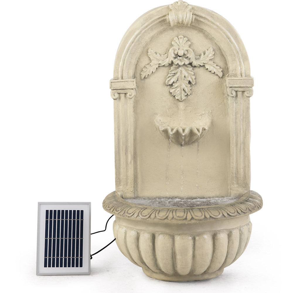 PROTEGE Classic Solar Powered Water Feature Fountain, Wall Mount or Freestanding with Lighting
