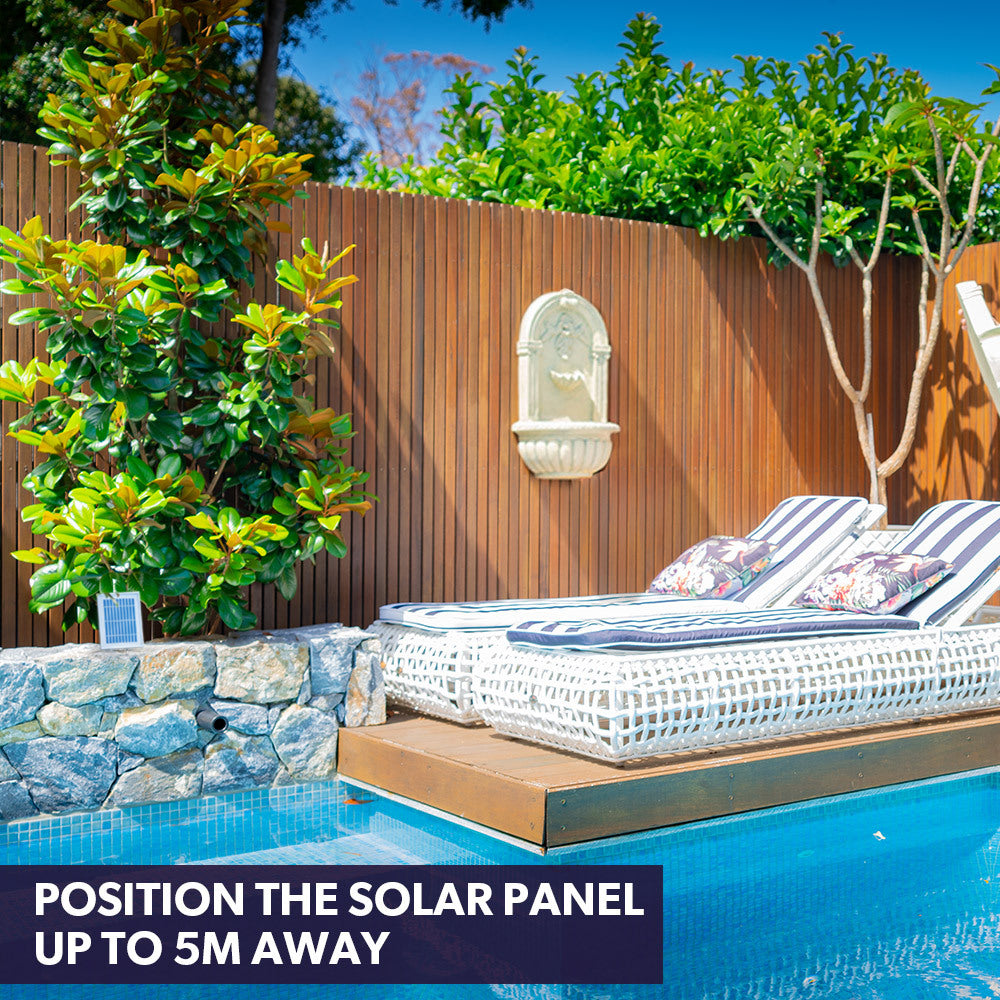 PROTEGE Classic Solar Powered Water Feature Fountain, Wall Mount or Freestanding with Lighting
