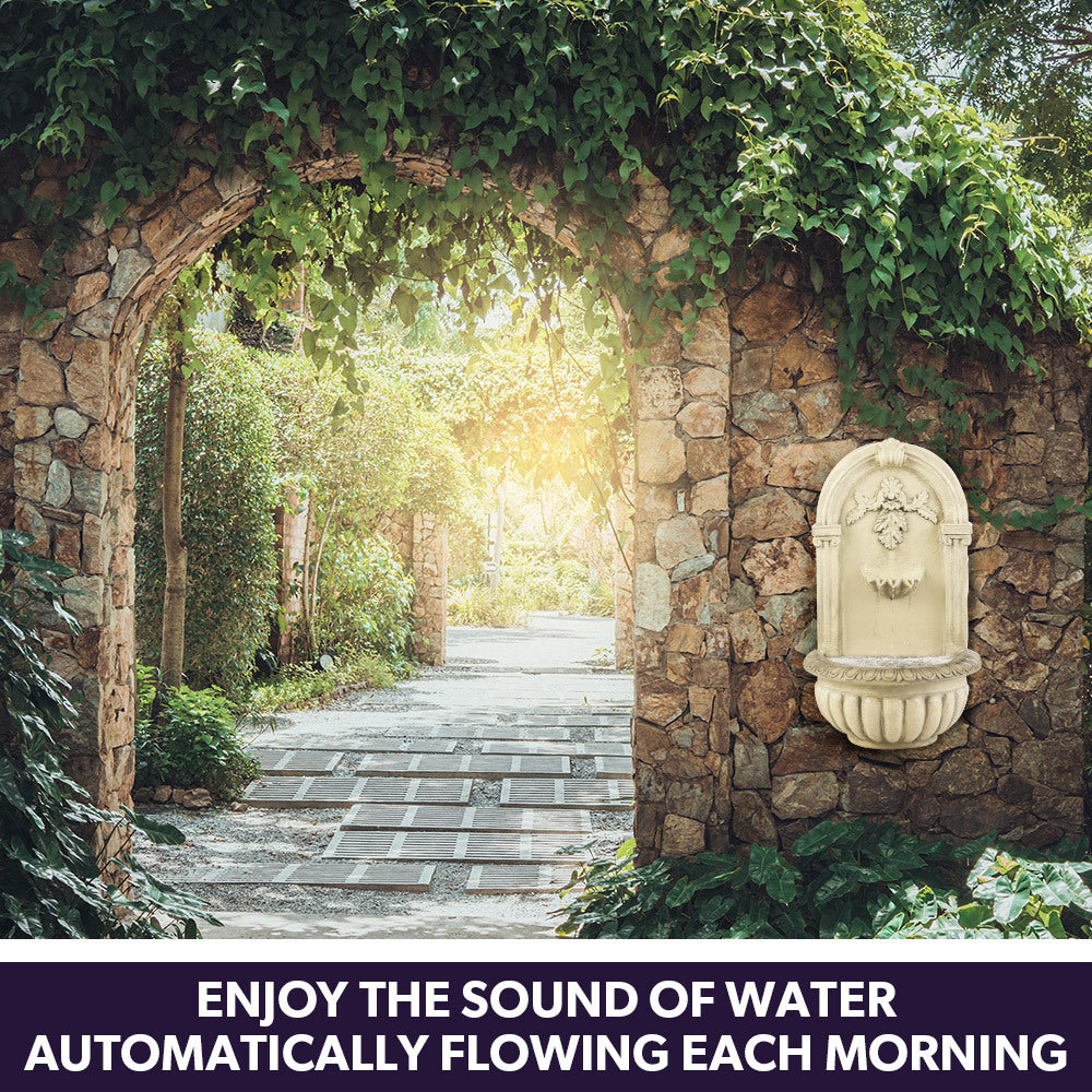 PROTEGE Classic Solar Powered Water Feature Fountain, Wall Mount or Freestanding with Lighting