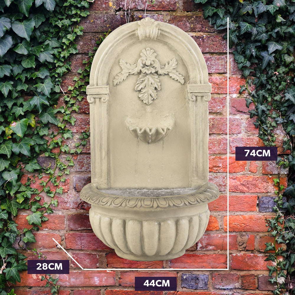 PROTEGE Classic Solar Powered Water Feature Fountain, Wall Mount or Freestanding with Lighting
