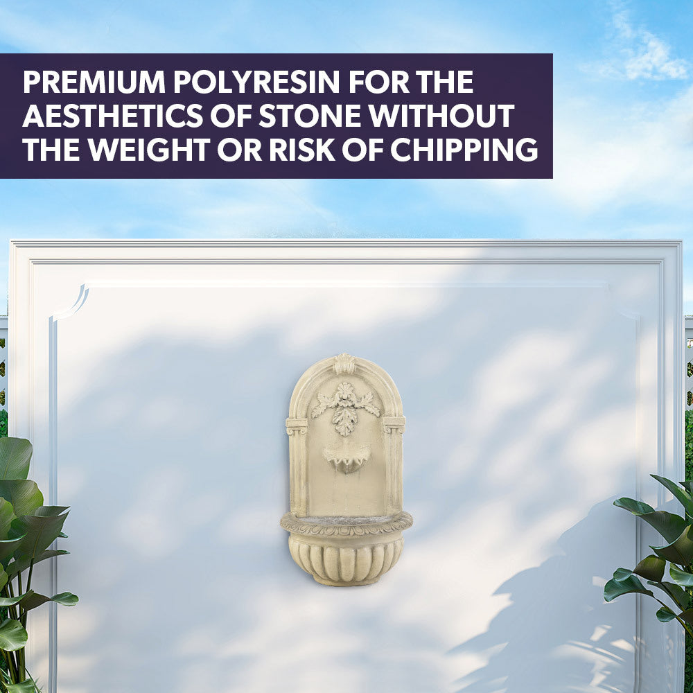 PROTEGE Classic Solar Powered Water Feature Fountain, Wall Mount or Freestanding with Lighting