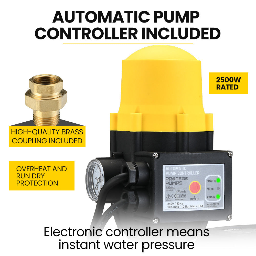 PROTEGE 2350W High Pressure Potable Water Jet Pump, with Auto Digital Controller, for Rainwater Tank, Grey Water, Irrigation