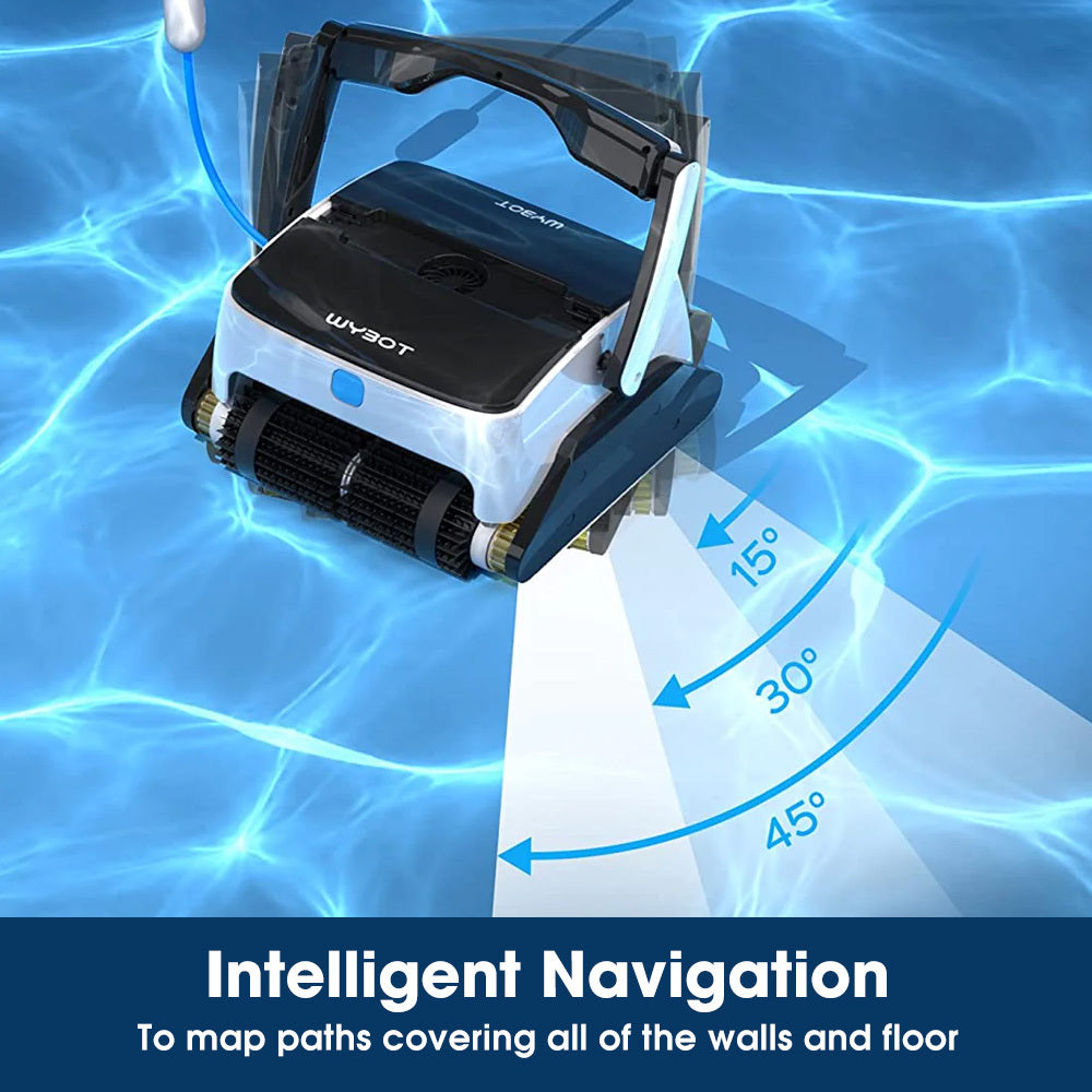 WYBOT Grampus 800 Robotic Pool Cleaner, Automatic Vacuum with Quick Clean, Wall Climbing Capability, Powerful Triple Motors, Large Filter Baskets,