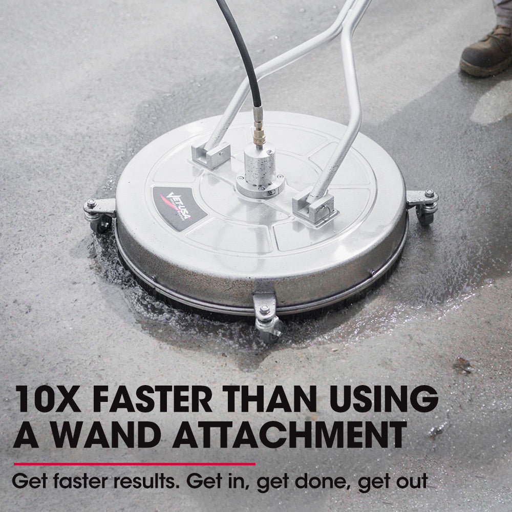 Jet-USA 24' Stainless Steel Pressure Washer Surface Cleaner, 3/8' Fitting, with Yoke Handlebar, For Concrete Driveway Patio Floor