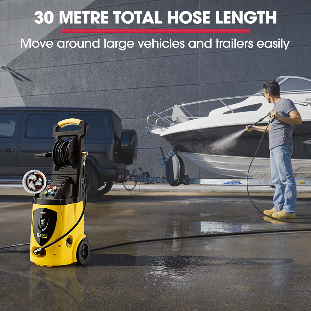 JET-USA RX550 Electric High Pressure Washer 3500PSI Ultimate Pack, 5 Nozzles, Spin & Wheel Brush, Deck Cleaner, Turbo Head, Angled Lance, 30M Hose