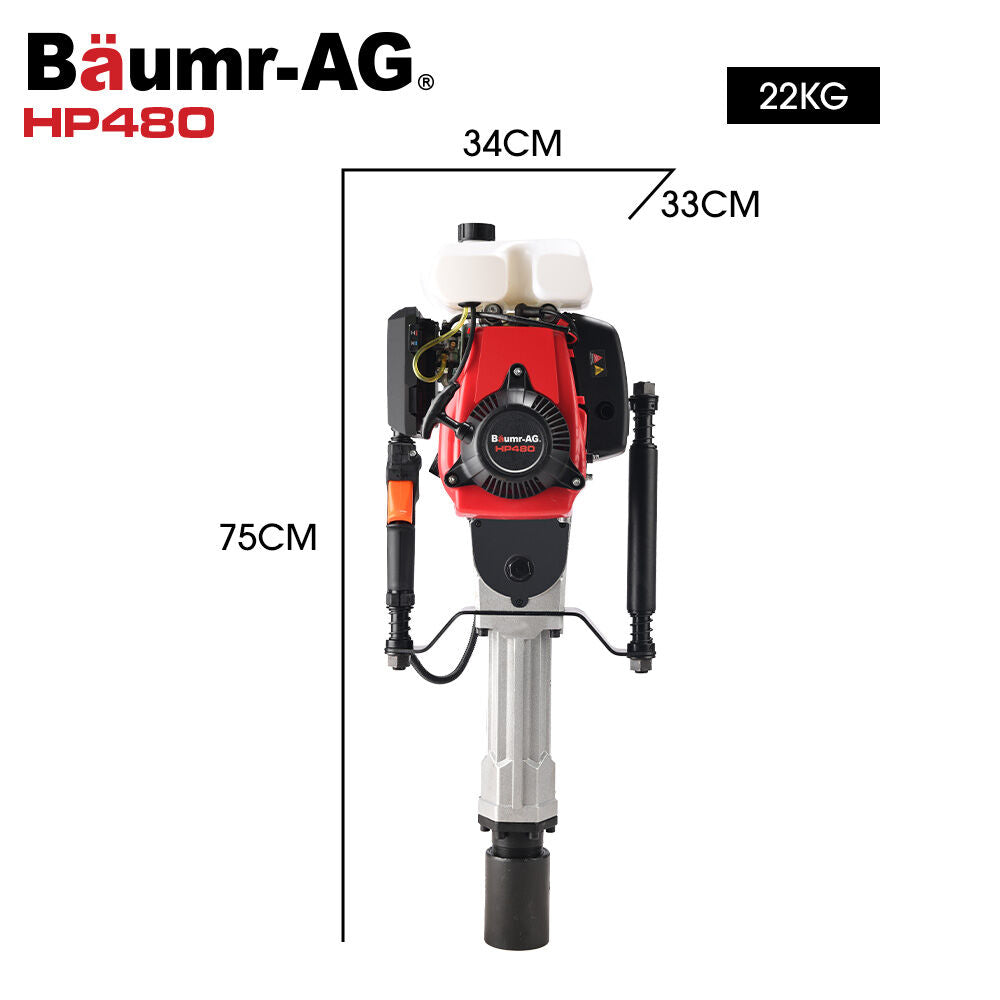 BAUMR-AG HP480 55cc 4-Stroke Petrol Post Driver, with 2 Piling Socket Sleeves