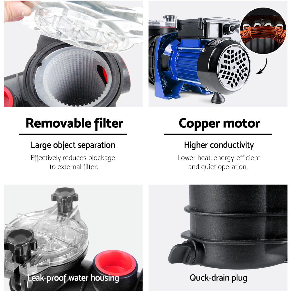 Heavy-Duty 1200W Pool Pump for Salt and Chlorine Water