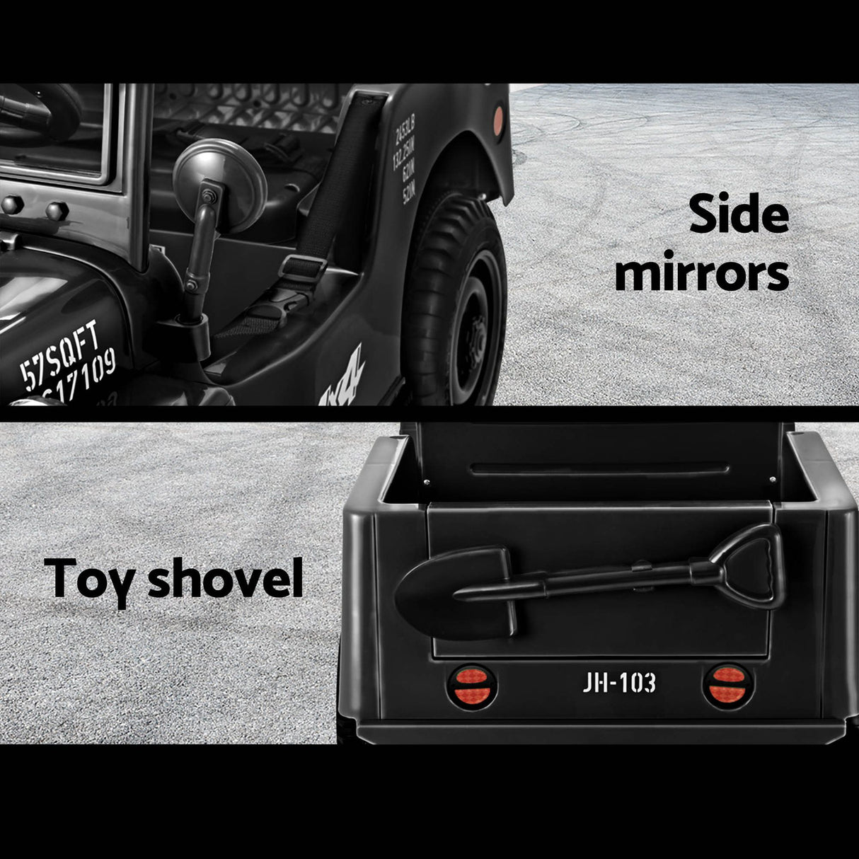 Rigo Kids Electric Ride On Car Jeep Military Off Road Toy Cars Remote 12V Black