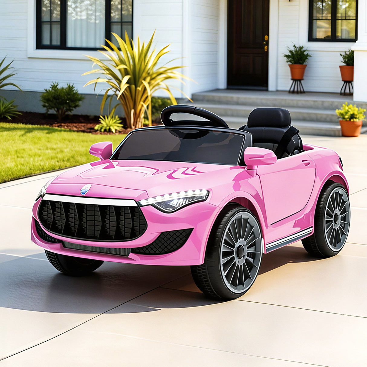 Rigo Kids Electric Ride On Car Toys Cars Headlight Music Remote Control 12V Pink