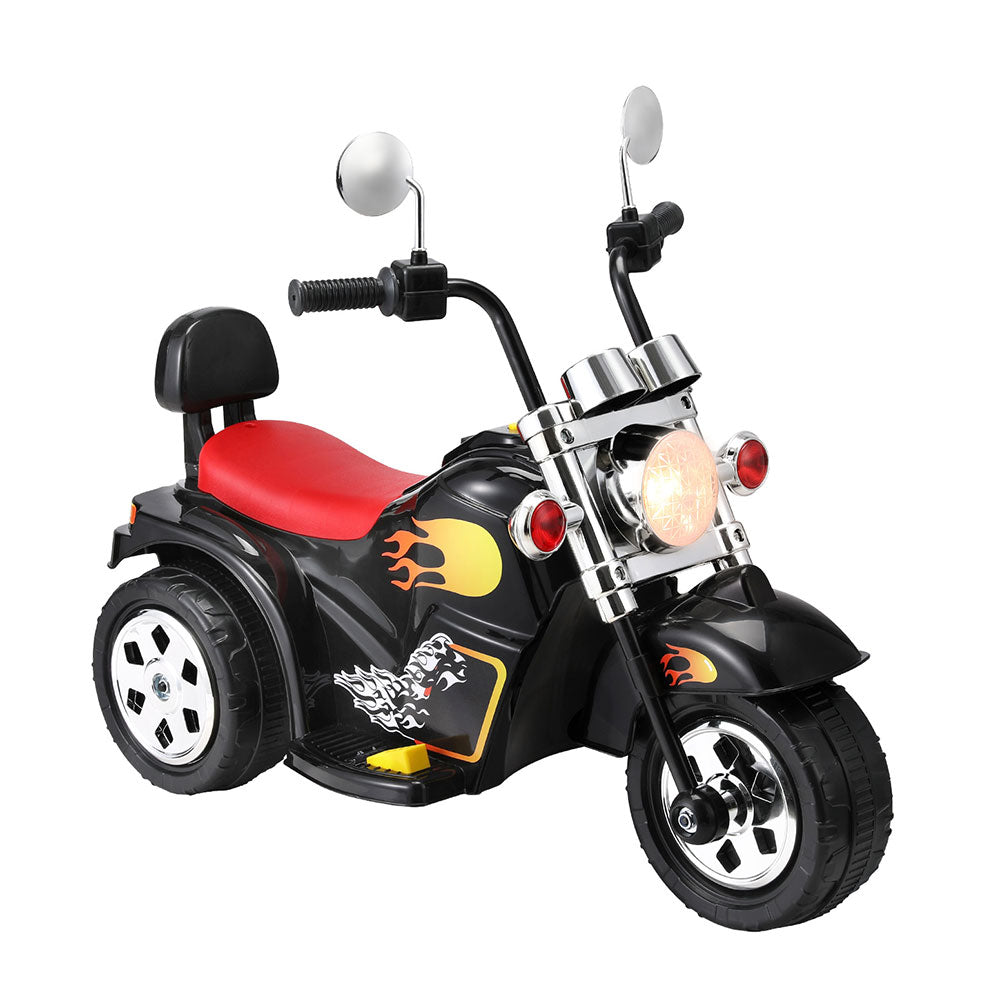 Rigo 6V Black Electric Kids Motorcycle - Ride-On Toy with Horn, Music & Safety Features