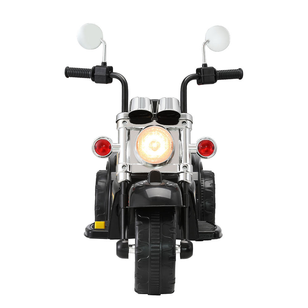 Rigo 6V Black Electric Kids Motorcycle - Ride-On Toy with Horn, Music & Safety Features