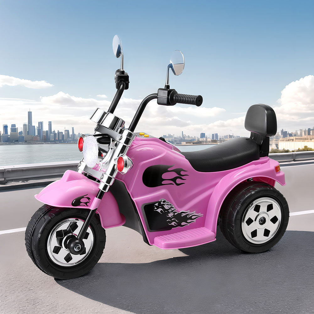 Rigo Electric Kids Motorbike Ride-On Toy with Music and Horn - 6V Pink