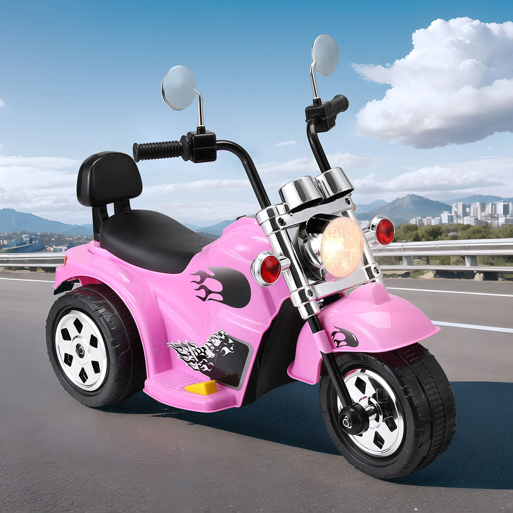 Rigo Electric Kids Motorbike Ride-On Toy with Music and Horn - 6V Pink