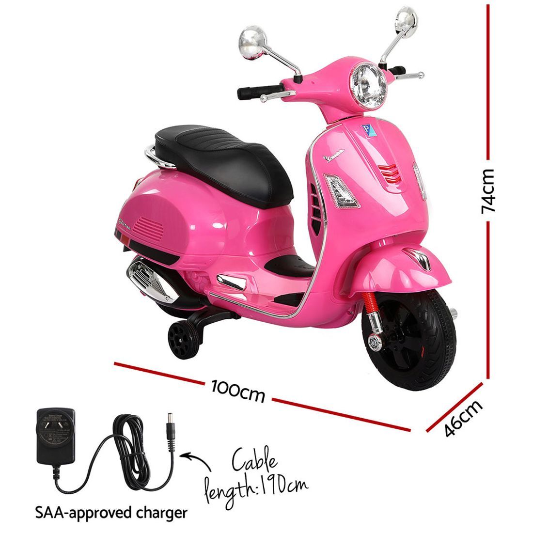 Kids Electric Ride On Car Motorcycle Motorbike Vespa Licensed GTS Pink