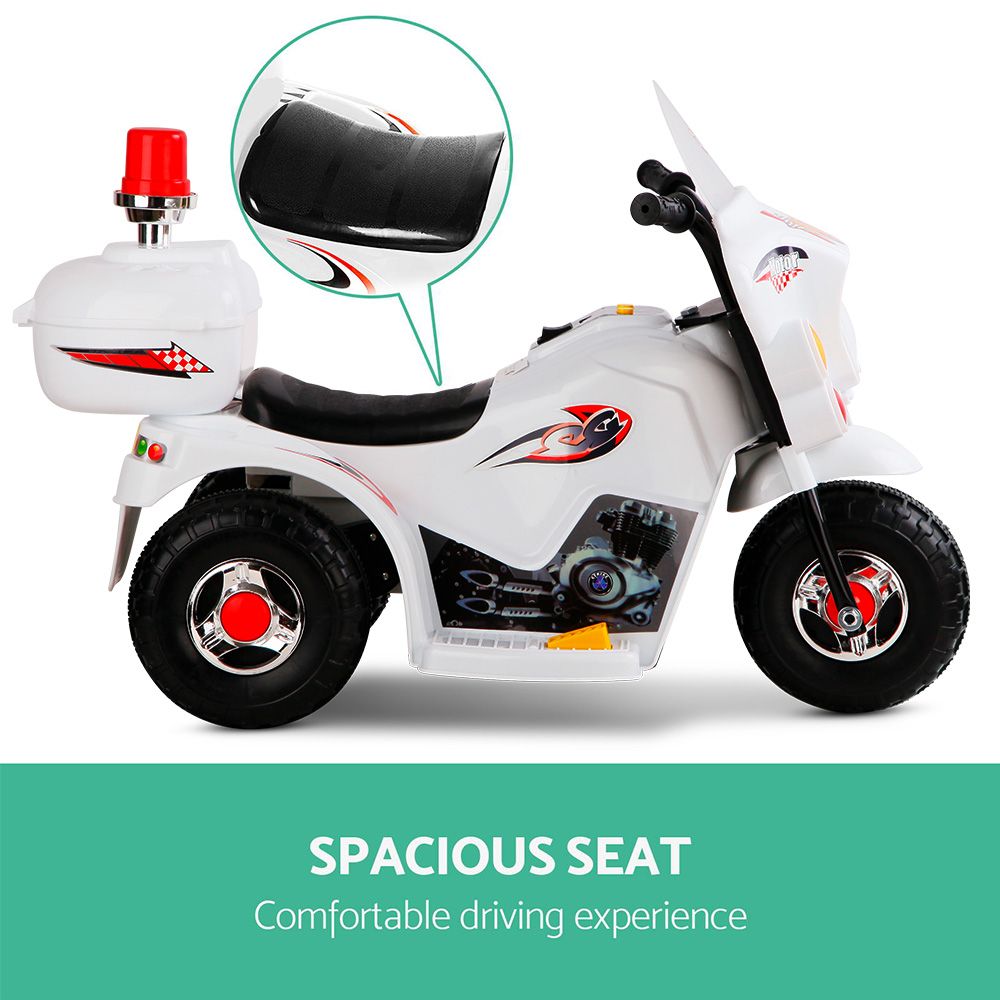 Rigo Kids Electric Ride On Police Motorcycle Motorbike 6V Battery White